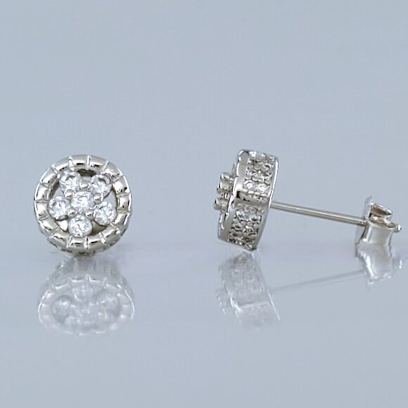 Solid 925 Silver Womens 2ct Diamond Stud Earrings Authentic Round Studs Jewelry